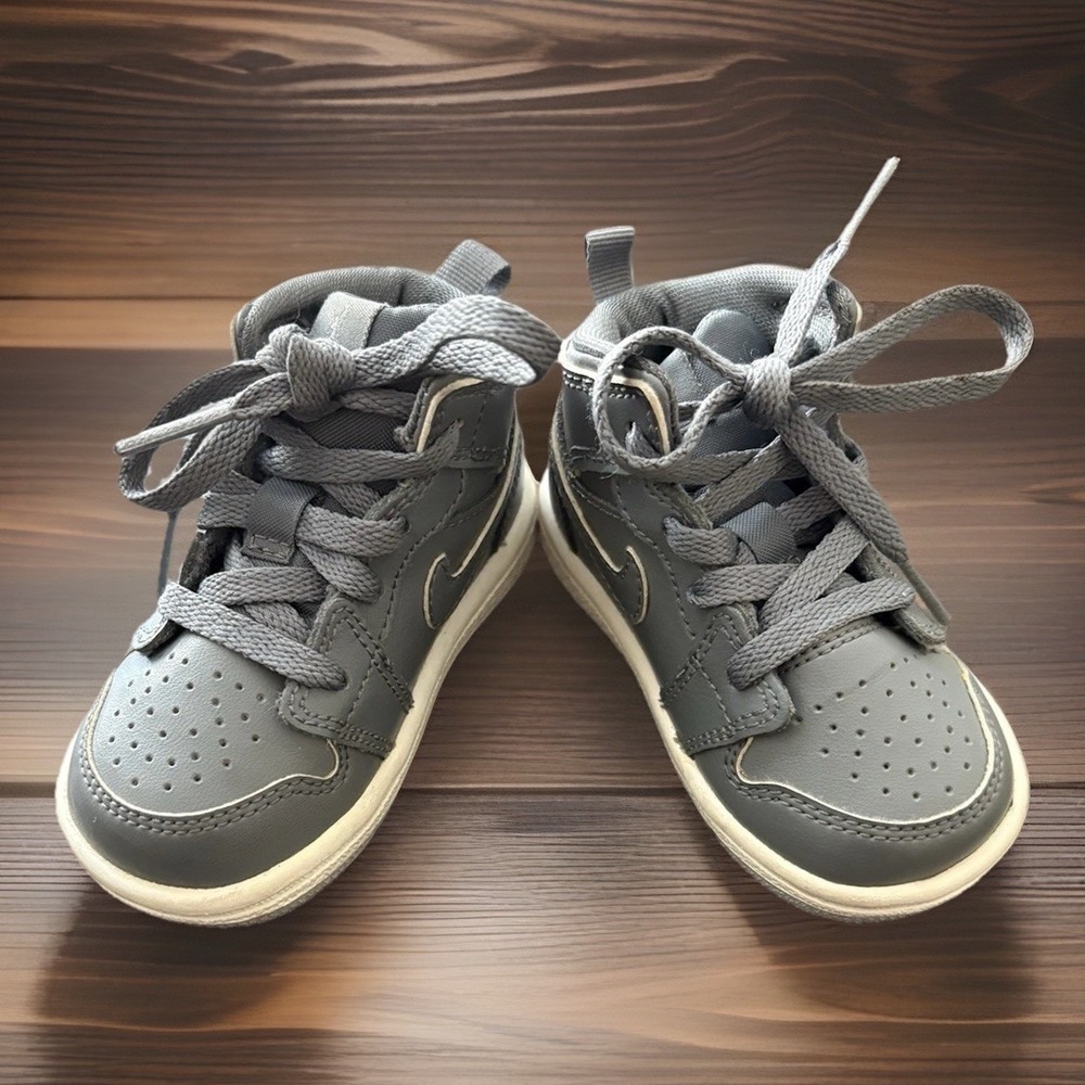 Air Jordan 1 Mid Retro TD "Cool Grey" Grey White Toddler Size 4C